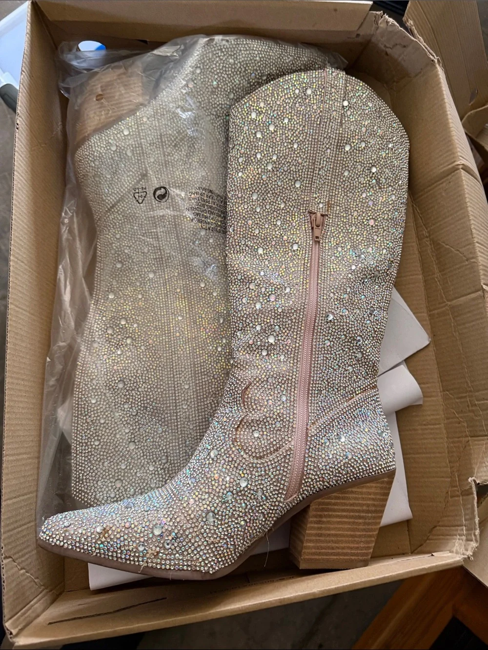Matisse Iridescent Crystal-Embellished Pink Over-the-Knee Boot